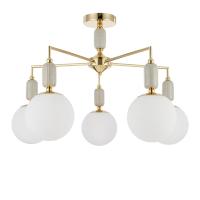 6580/5C CLASSI LN25 53 французское золото, серый/белый металл, керамика/стекло Люстра потолочная E14 5*40W 220V VIVIEN