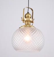 7598-1хE27-GlCl Подвес золото, плафон прозрачный