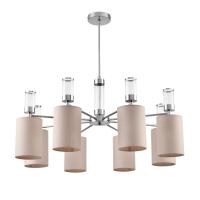 6585/8 MODERNI LN25 56 хром/бежевый, металл/текстиль, стекло Люстра подвесная E14 8*40W 220V ARNIKA