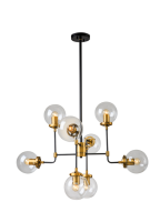 171/8-BkGl Люстра подвесная черная-золотая E27x8 ELVAN