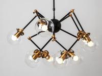 170/8-BkGl Люстра подвесная черная-золотая E27x8 ELVAN