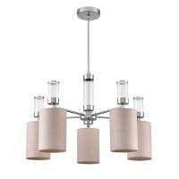 6585/5 MODERNI LN25 56 хром/бежевый, металл/текстиль, стекло Люстра подвесная E14 5*40W 220V ARNIKA