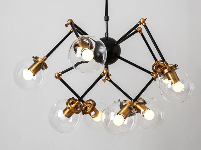 170/8-BkGl Люстра подвесная черная-золотая E27x8 ELVAN