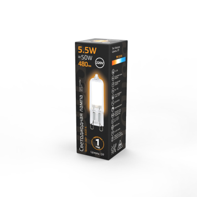 Светодиодная лампа Gauss 5,5W 480Lm 3000K G9 107809105