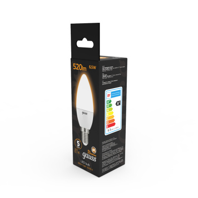 Светодиодная лампа Gauss Свеча 7W 520Lm 3000K E14 103101107