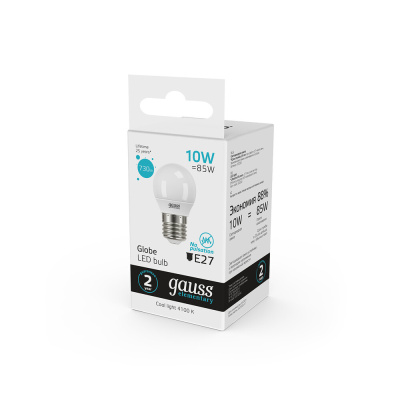 Светодиодная лампа Gauss Шар 10W 730Lm 4100K E27 53220