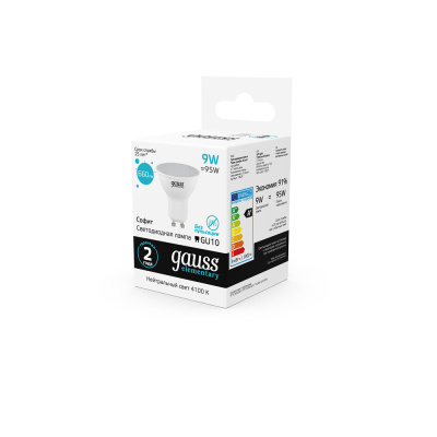 Светодиодная лампа Gauss Софит 9W 660Lm 4100K GU10 13629