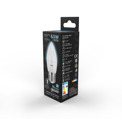 Светодиодная лампа Gauss Свеча 6,5W 550Lm 4100K E27 103102207