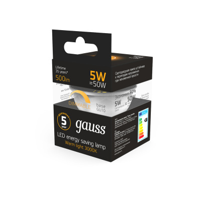 Светодиодная лампа Gauss Софит 5W 500Lm 3000K GU10 101506105-D