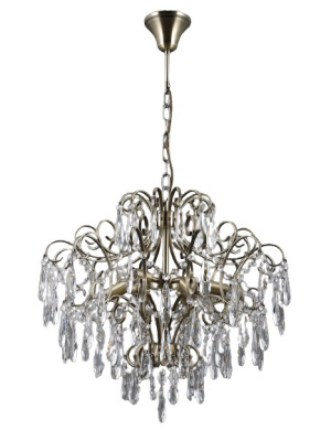 33473-6хE14-Br Люстра хрустальная подвесная бронза ELVAN