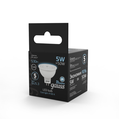 Светодиодная лампа Gauss Софит 5W 530Lm 4100K GU5.3 201505205