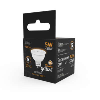 Светодиодная лампа Gauss Софит 5W 500Lm 3000K GU5.3 101505105