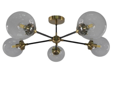 208/5-E14-BkBaCl Люстра потолочная черная латунь ELVAN