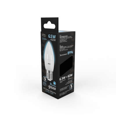 Светодиодная лампа Gauss Свеча 6,5W 550Lm 4100K E27 103102207