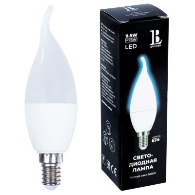 Светодиодная лампа L&B 9W 950Lm 3000K E14 E14-9,5W-3000К-C37-flame