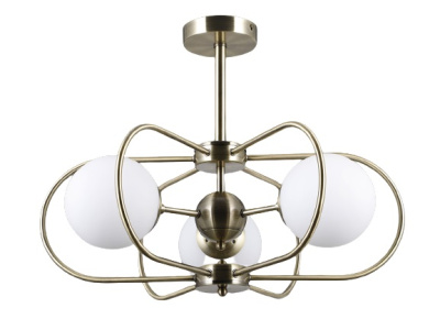 39814/3-E14-BrWh Люстра потолочная античная бронза, белый плафон ELVAN