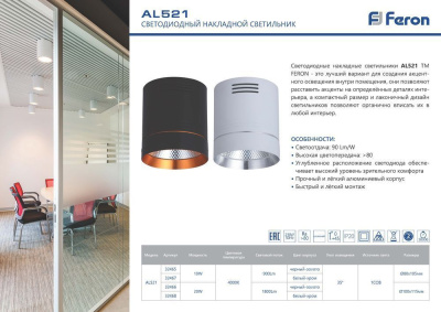 Светильник накладной светодиодный для акцентного освещения FERON AL521