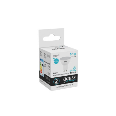 Светодиодная лампа Gauss Софит 5,5W 450Lm 4100K GU10 13626