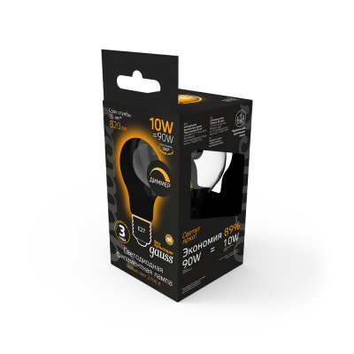 Светодиодная филаментная лампа Gauss A60 10W 820Lm 2700K E27 102202110-D