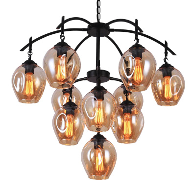 174/10-BkAmb Люстра подвесная черная E27x10 ELVAN