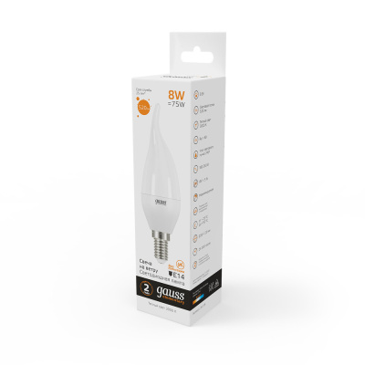 Светодиодная лампа Gauss Свеча на ветру 8W 520Lm 3000K E14 34118
