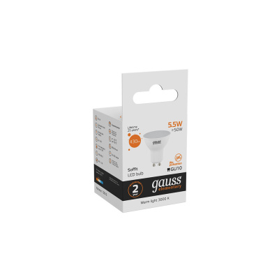Светодиодная лампа Gauss Софит 5,5W 430Lm 3000K GU10 13616
