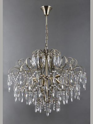 33473-8хE14-Br Люстра хрустальная подвесная бронза ELVAN