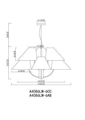 Подвесная люстра Arte Lamp Rondo A4086LM-6AB