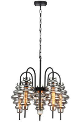 7628-5хE27-BkSm Люстра подвесная черная ELVAN