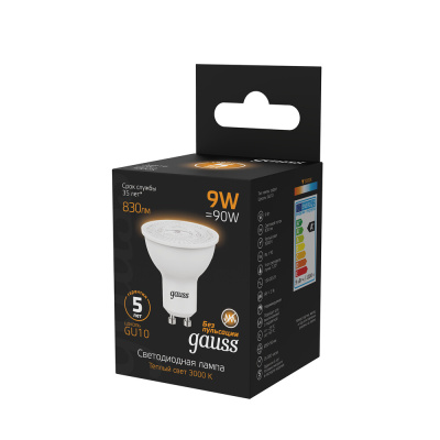 Светодиодная лампа Gauss Софит 9W 830Lm 3000K GU10 101506109