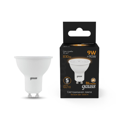 Светодиодная лампа Gauss Софит 9W 830Lm 3000K GU10 101506109